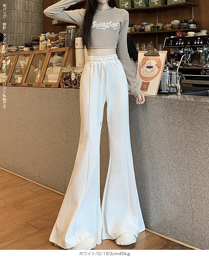 ハイウエスト ワイドフレアパンツ