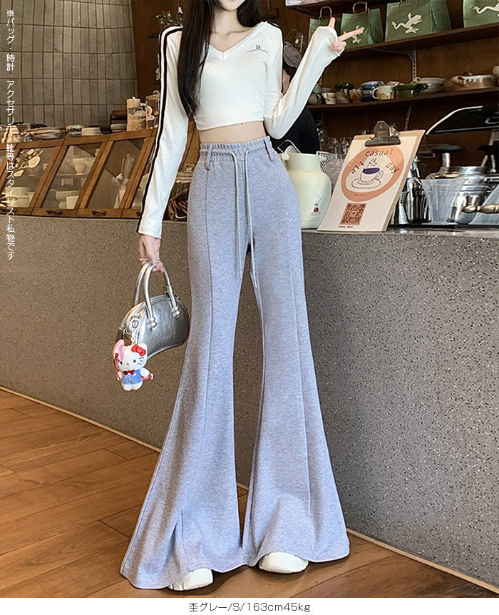 ハイウエスト ワイドフレアパンツ