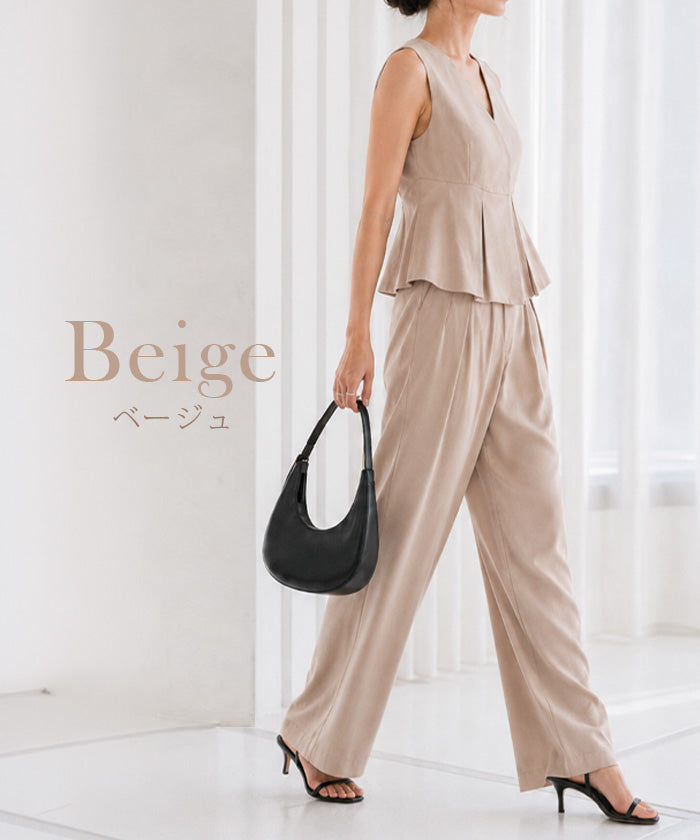 ショートペプラムジレセットアップ