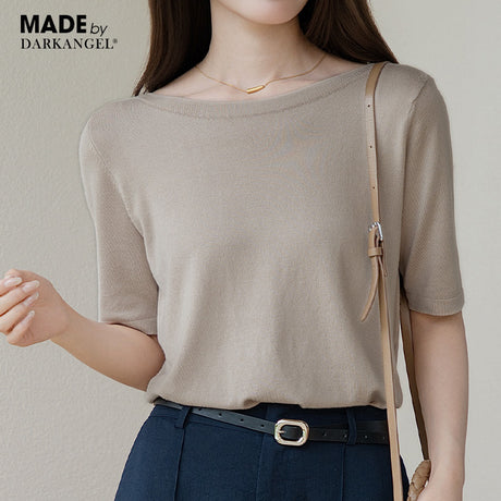 ボートネックニットカットソー