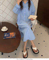 前開きロングシャツワンピース