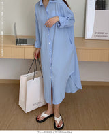 前開きロングシャツワンピース