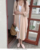 前開きロングシャツワンピース