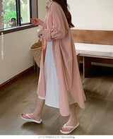 前開きロングシャツワンピース