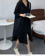 前開きロングシャツワンピース