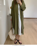 前開きロングシャツワンピース