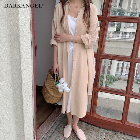 前開きロングシャツワンピース