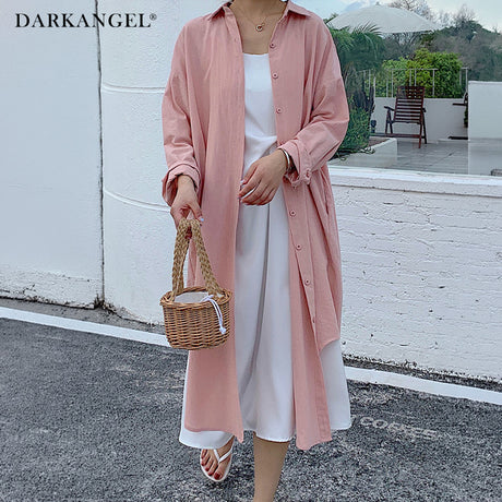 前開きロングシャツワンピース