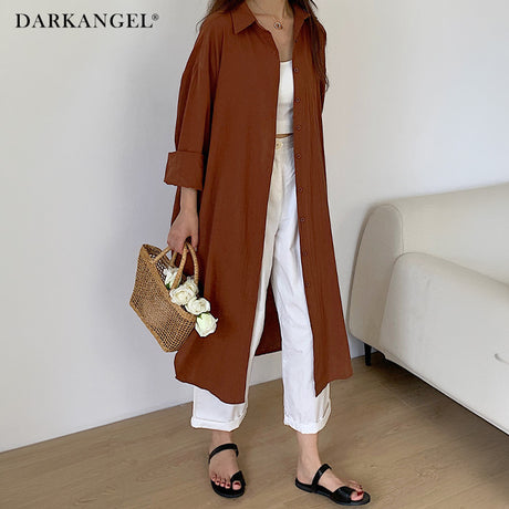 前開きロングシャツワンピース