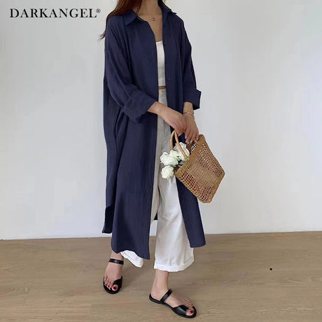 前開きロングシャツワンピース