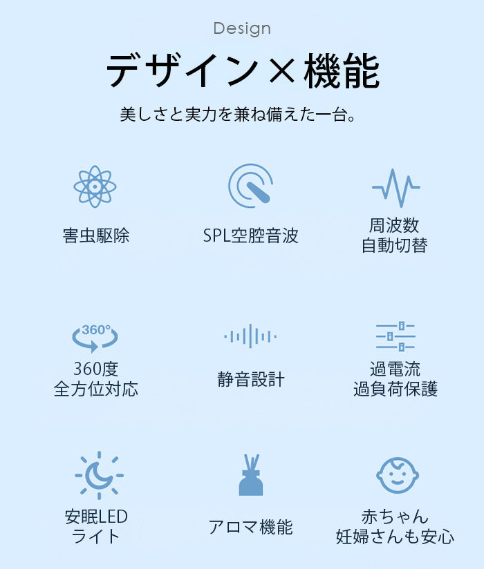 ナイトライト付き超音波害虫駆除器