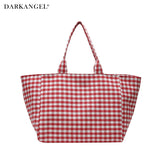 チェック柄大容量トートバッグ