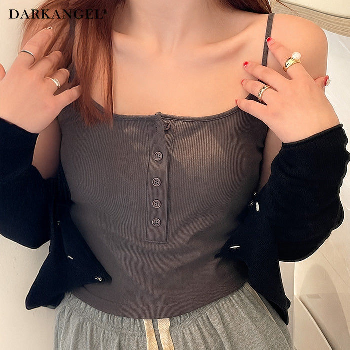 カップ付きリブキャミソール