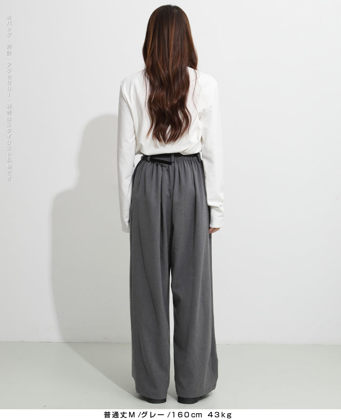 03color タックデザインバレルレッグパンツ