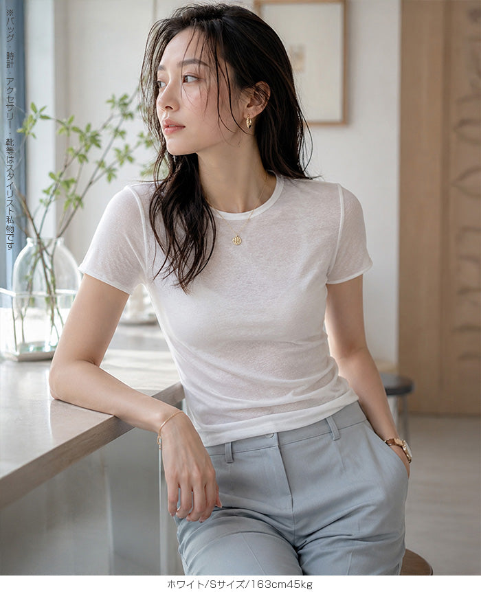 細見えシルエット半袖カットソー