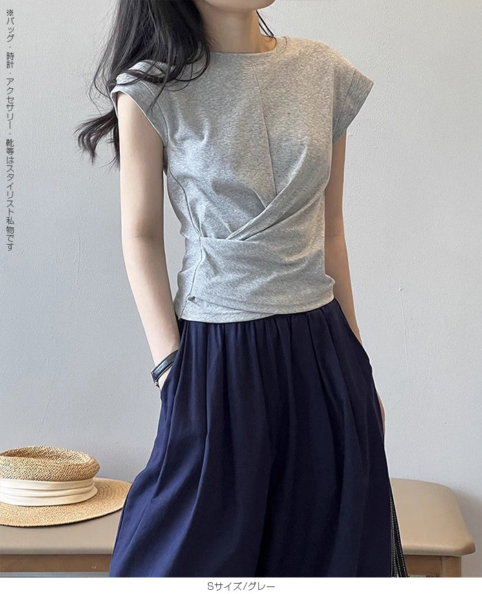 フレンチスリーブツイストTシャツ