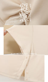 フロントボタンリブトップス