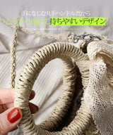 ラウンド編み込みかごバッグ