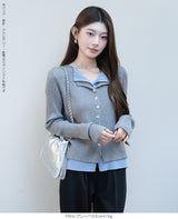 レイヤード風リブニットトップス