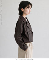 クロップドフェイクレザージャケット