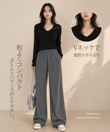 カシミヤタッチVネックニット