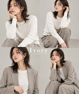 カシミアタッチクルーネックニット