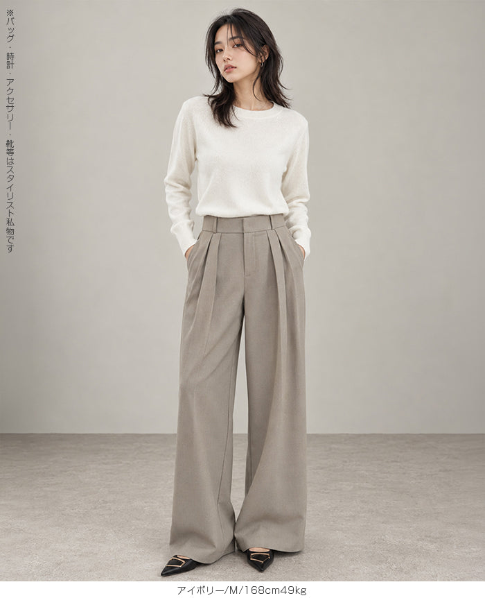 カシミアタッチクルーネックニット