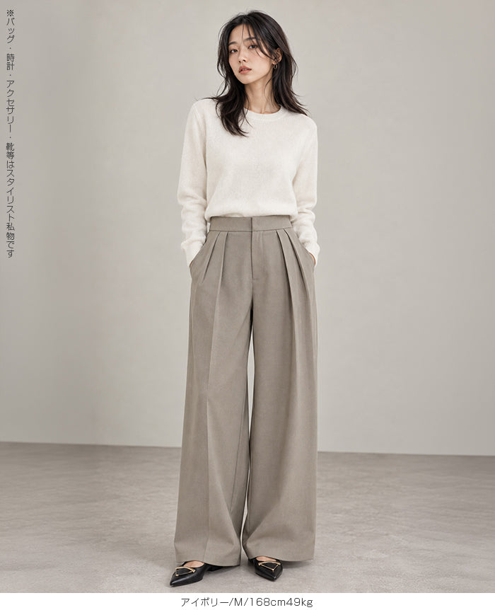 カシミアタッチクルーネックニット