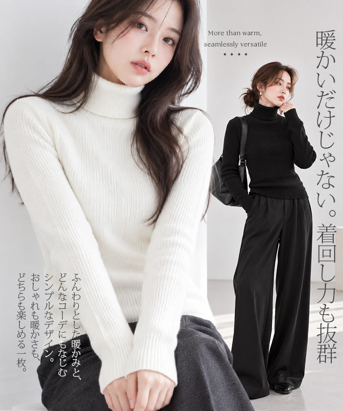 裏シャギーリブタートルネックニット