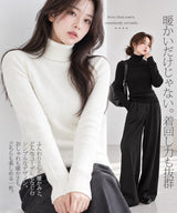 裏シャギーリブタートルネックニット
