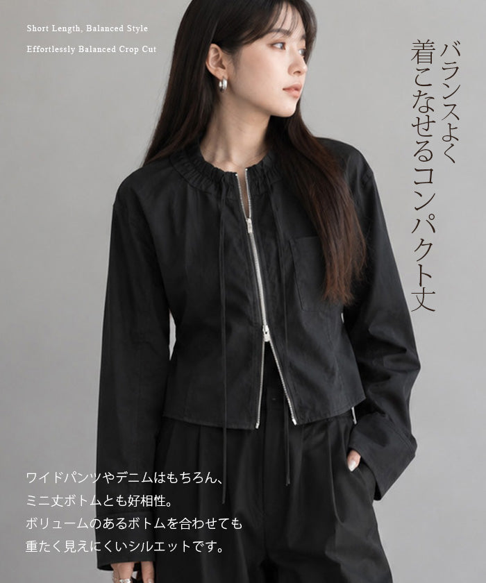 ギャザーカラーリボンンシャツジャケット