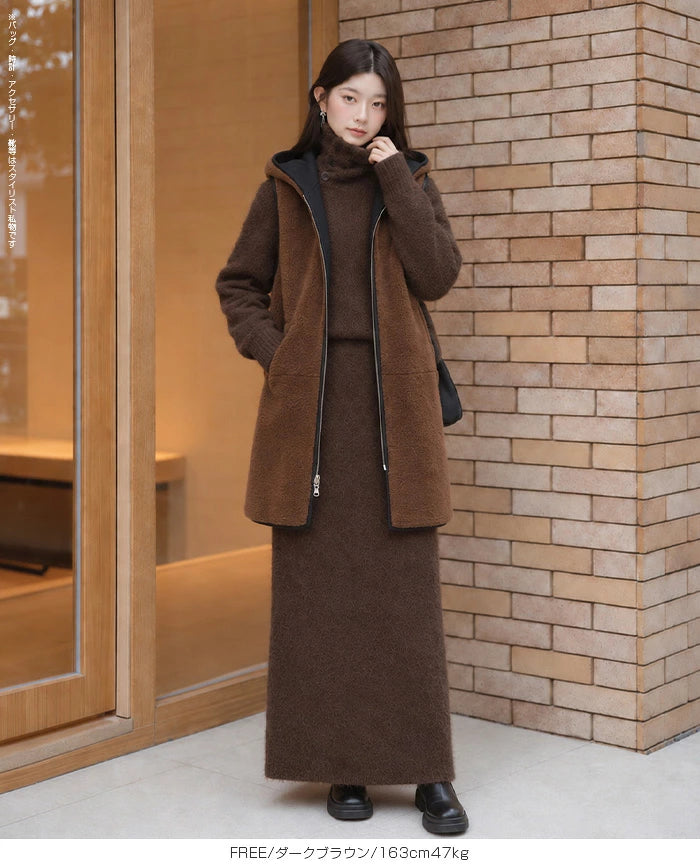 斜めボタンニットセットアップ