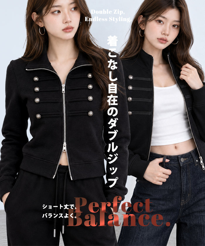ナポレオン裏起毛ショート丈ジャケット