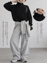 両面起毛ハイネックドロップショルダートップス