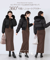 ファーフード付きショート中綿ジャケット