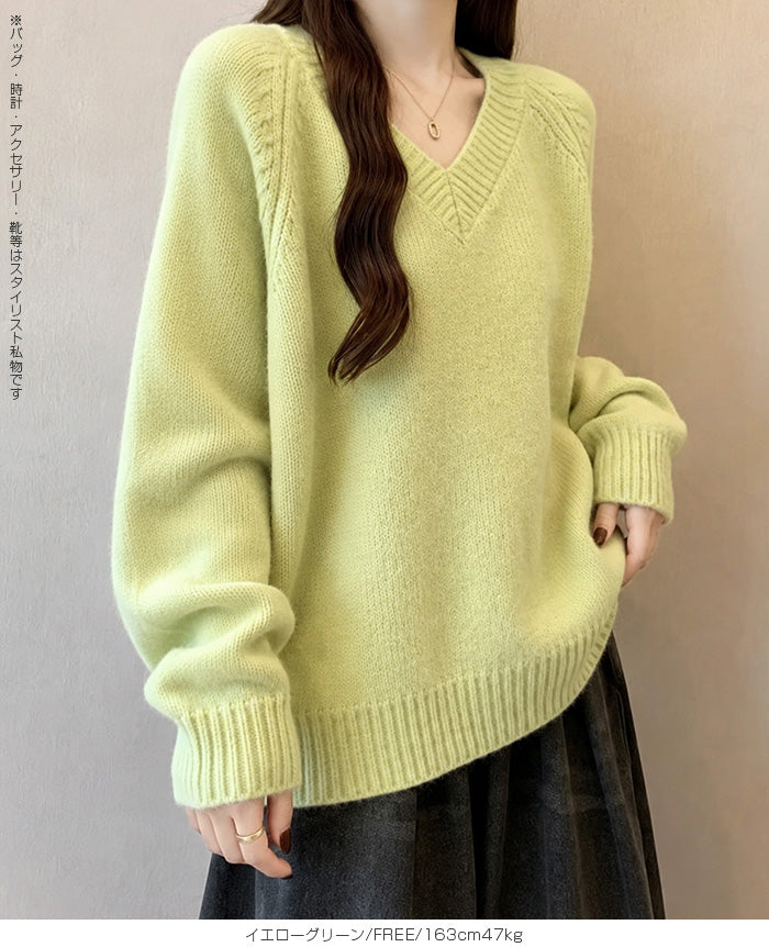 大人のゆるＶネックニット