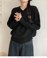 大人のゆるＶネックニット
