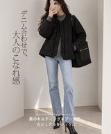ダイヤキルトノーカラー中綿ジャケット