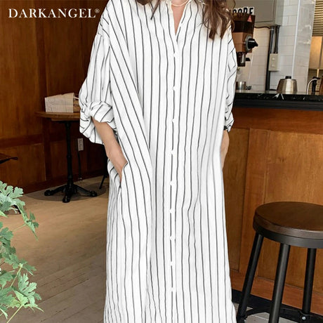 ロング丈シャツワンピース