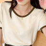 リブボーダーリンガーTシャツ