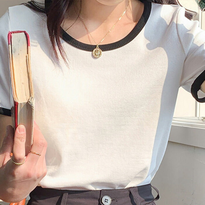 リブボーダーリンガーTシャツ